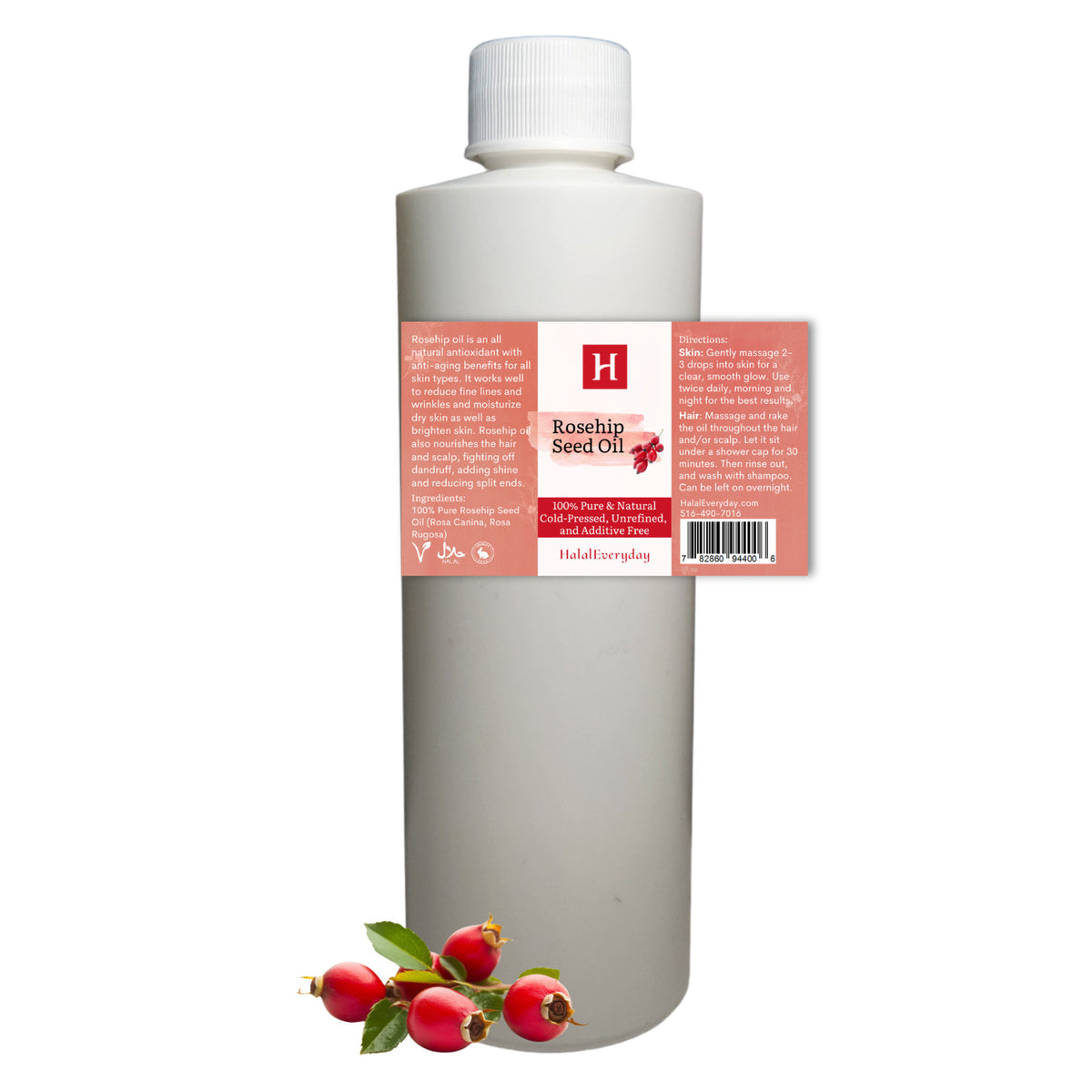 Pure Organic Rosehip Oil - Cold Pressed Unrefined Natural Skin & Hair Oil