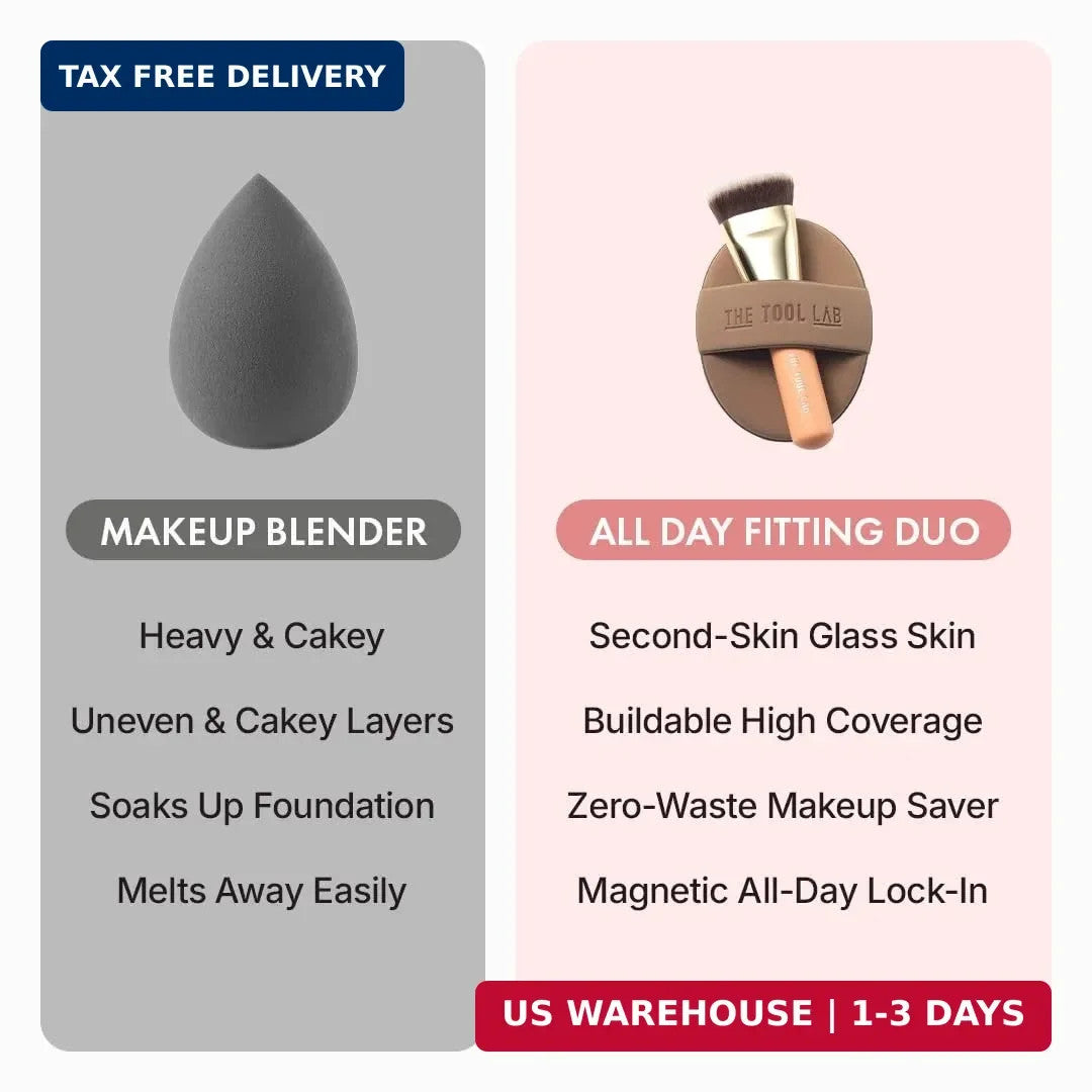 All Day Fitting Duo Makeup Brush & Sponge Set - Flawless Foundation Application