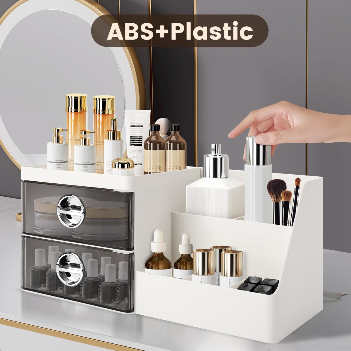 Large Capacity Makeup Organizer with Clear Drawers for Vanity and Skincare