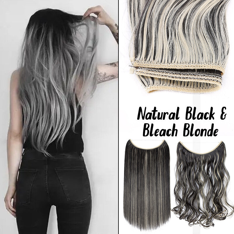 Natural Wire-In Hair Extensions Clip-In Nano Ring Hairpiece - Versatile & Easy to Use