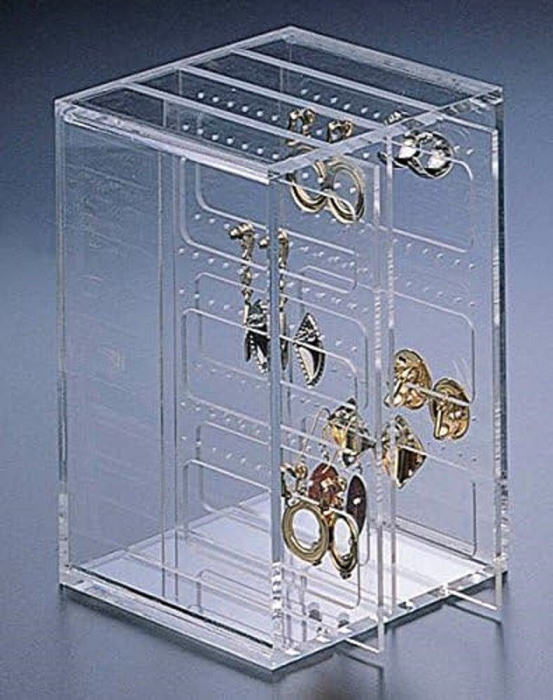 Acrylic Earring Filing Box - Holds Up to 90 Pairs, 5x7.5x5 Inches