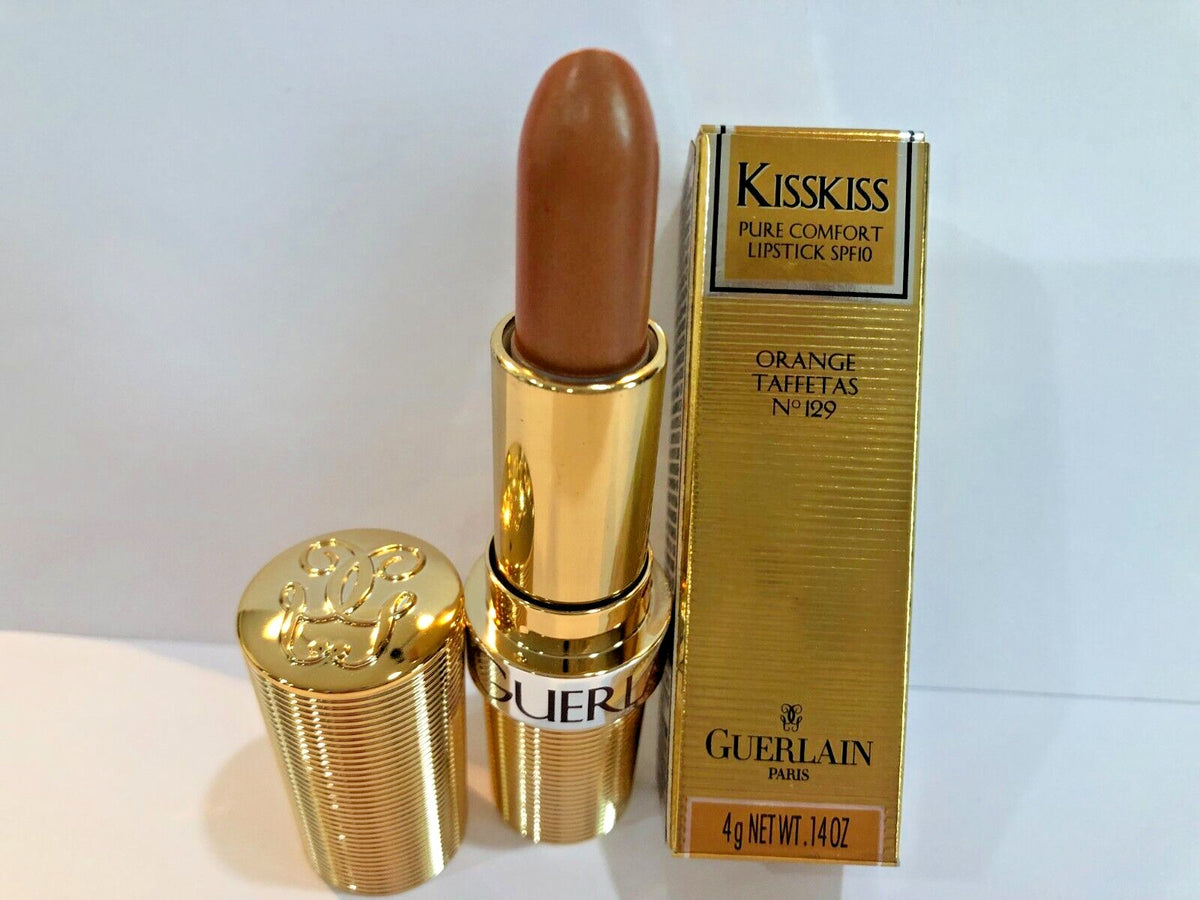 Guerlain KissKiss Pure Comfort Lipstick Orange Taffetas No. 129 NIB