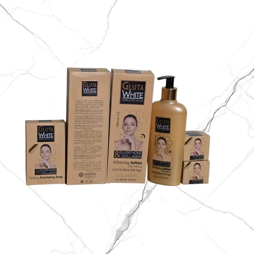 Gluta White Age Defying Glutathione Collagen Lotion Set - 2x250ml & Soap