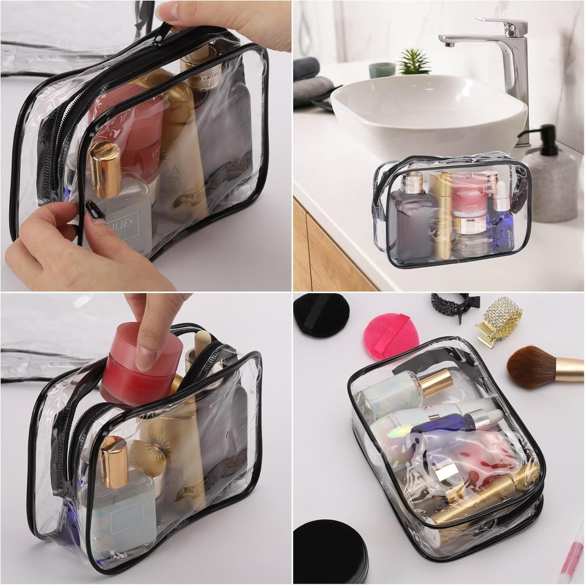10 Pcs Clear Travel Cosmetic Bags Waterproof Makeup Organizer Small Toiletry Bags