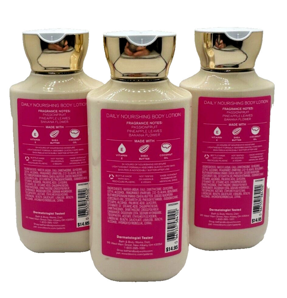 Bath & Body Works Body Lotion - 3 Pack Bahamas Passionfruit Banana Flower