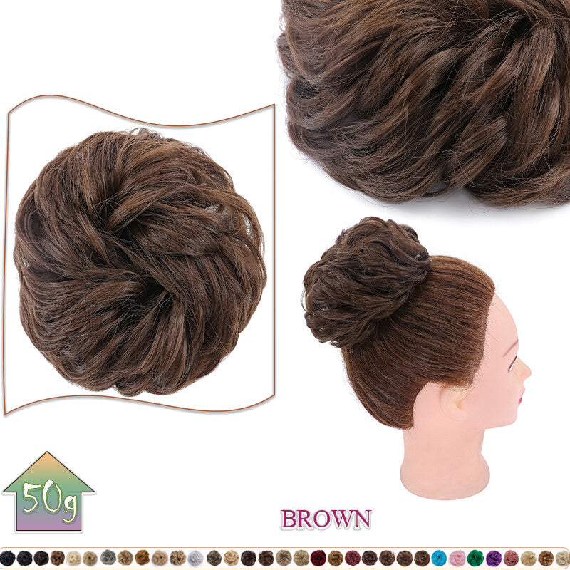 Curly Messy Bun Hair Extension Scrunchie Natural Updo Thick Human Hair