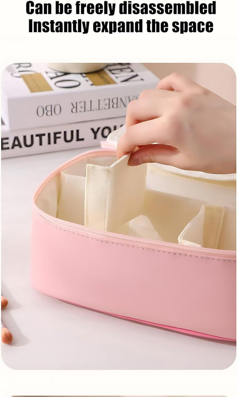 Travel Makeup Bag Organizer for Women & Girls - Cute Cartoon Cosmetic Case