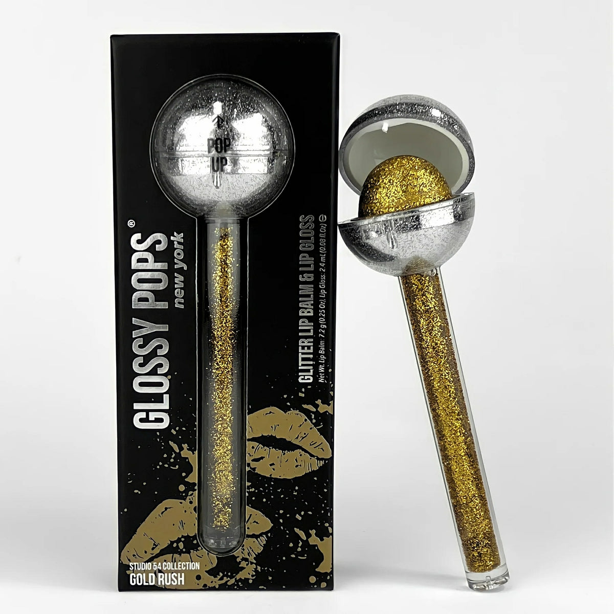 Gold Glitter Lip Balm & Lip Gloss Set - Sparkling Vanilla Scented Glossy Lips