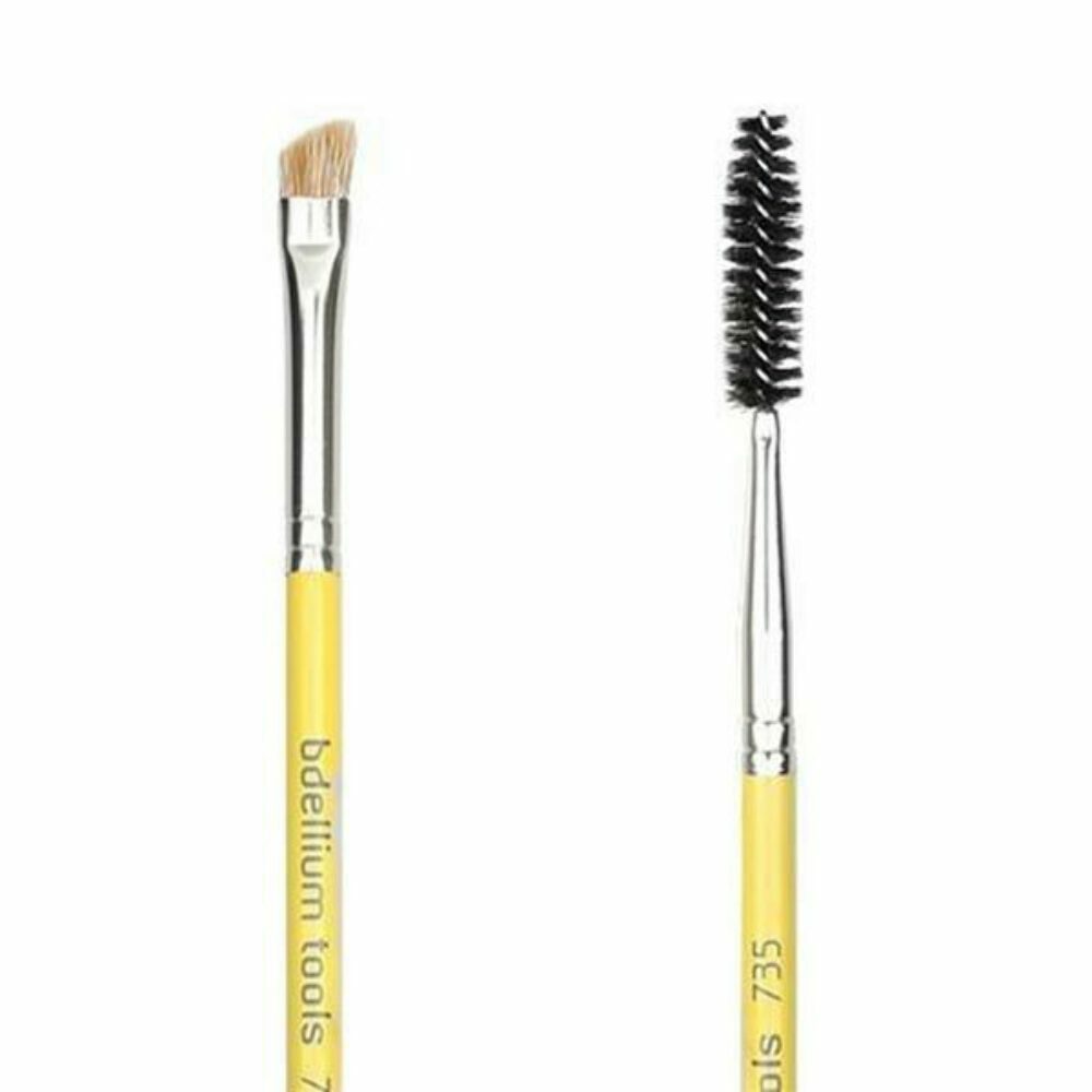 Double End Brow and Lash Makeup Brush - Angled Spoolie for Eyes