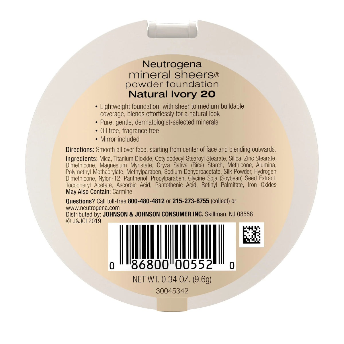 Mineral Sheers Powder Foundation Natural Ivory SPF 20 - Oil-Free, Sheer Coverage