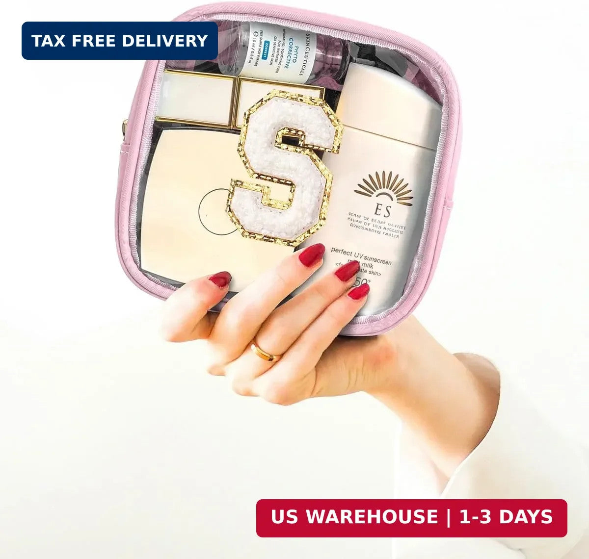 Cute Cosmetic Bag for Teen Girls - Travel Makeup Organizer with Initial Personalization