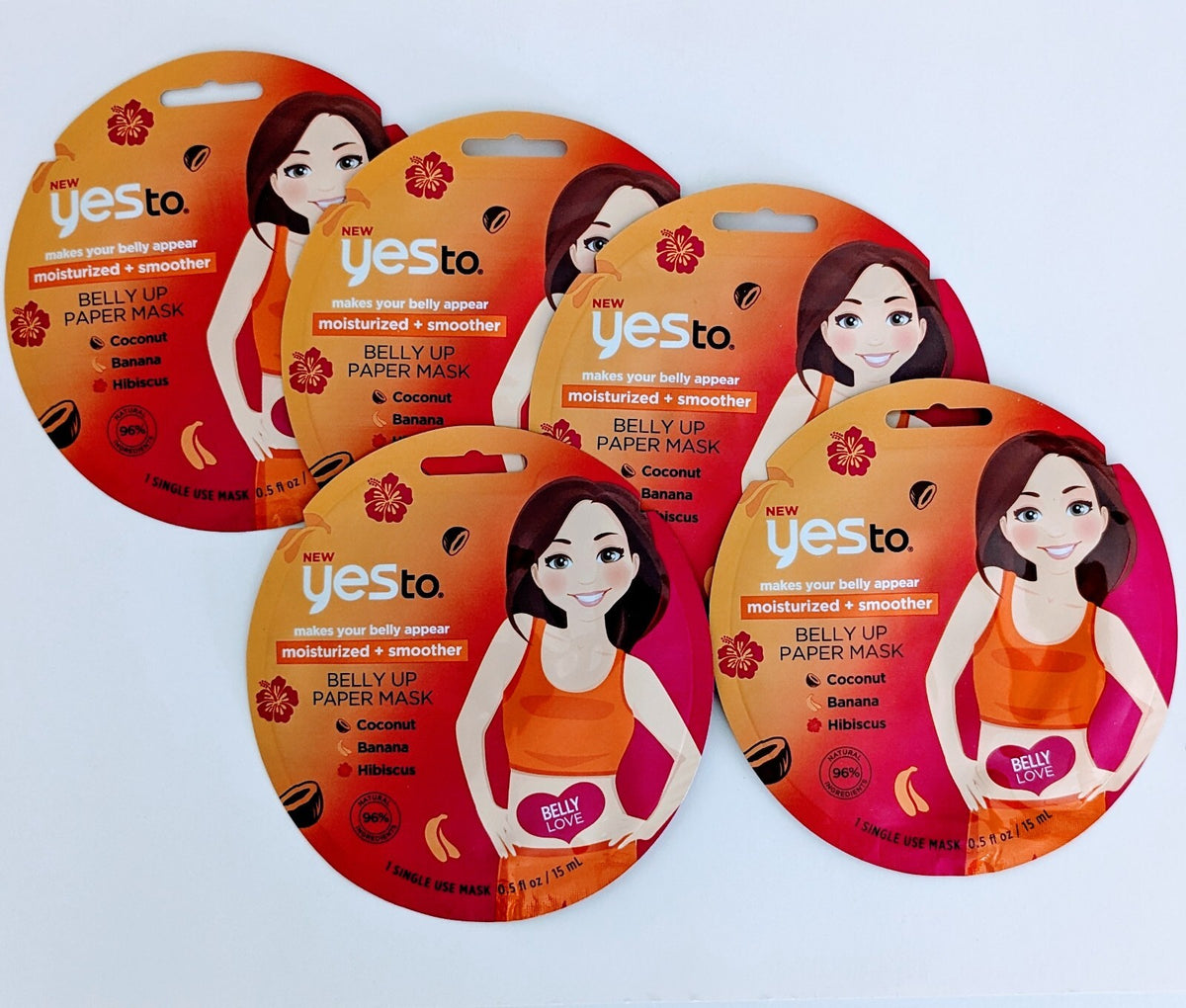 Belly Moisturizing Paper Mask Coconut Banana Hibiscus 5-Pack