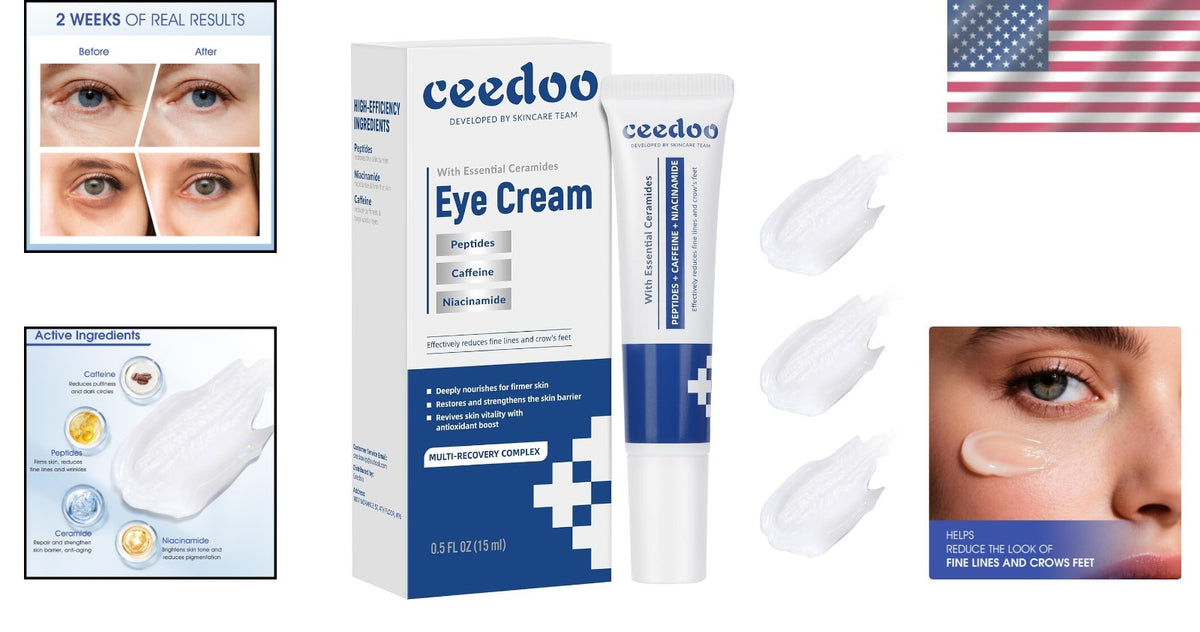 Luxury Under Eye Cream with Peptides and Caffeine - Rejuvenate Skin, 0.5 Oz