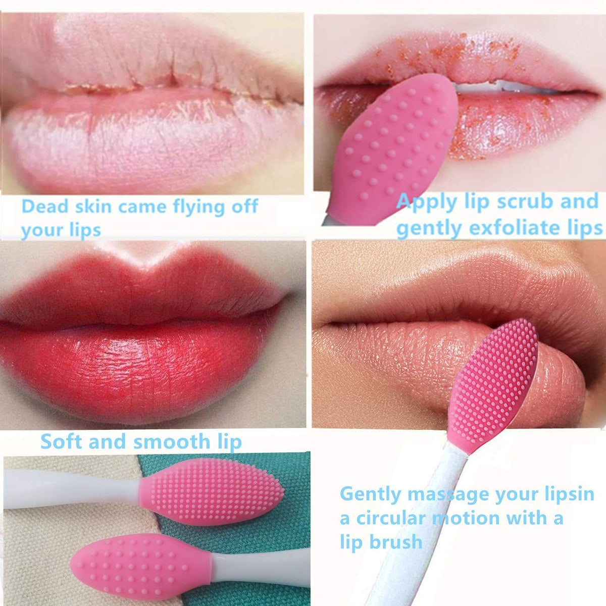 Double-Sided 3-Piece Lip Exfoliator Brushes – Travel-Friendly & Luxury
