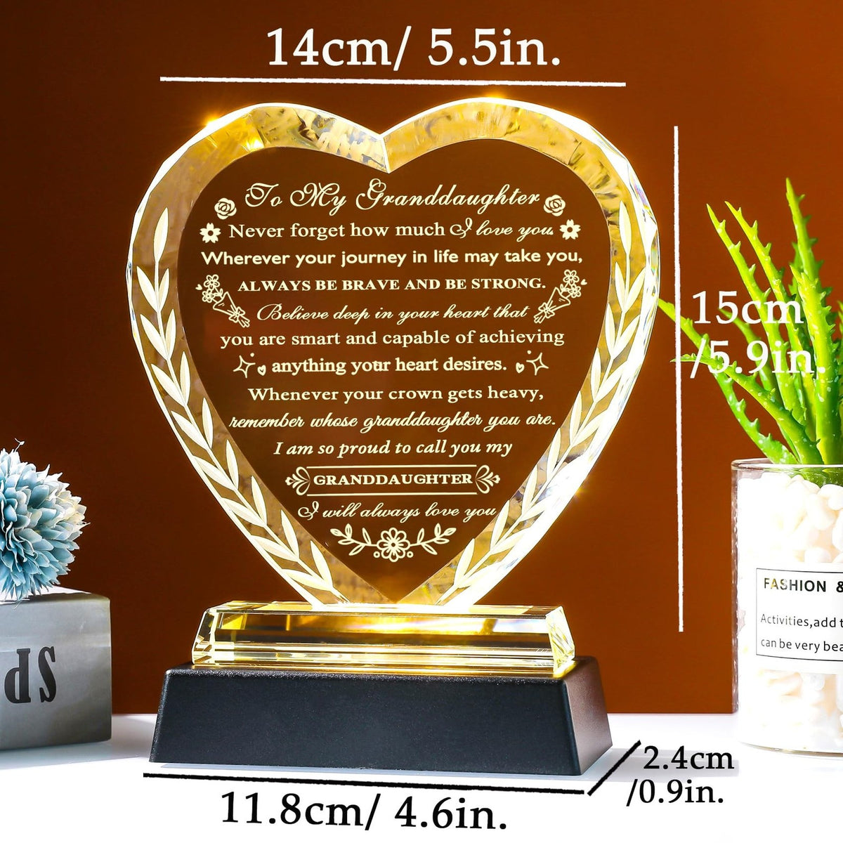 Crystal Keepsake Gift for Granddaughter from Grandma Grandpa - Heart-Shaped Present