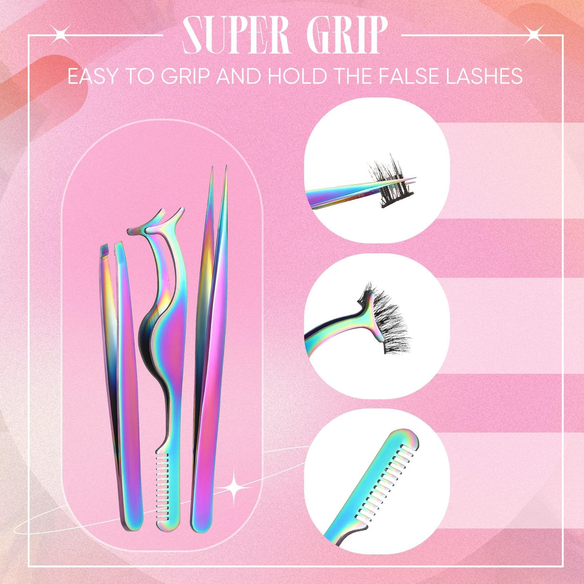 5-Piece Lash Applicator Tool Set with Tweezers, Brush & Storage Box
