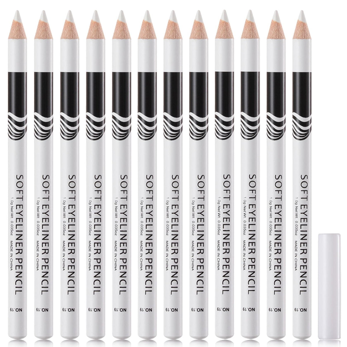 White Eyeliner Pencils Set - Long Lasting Waterproof Makeup 12 Pack