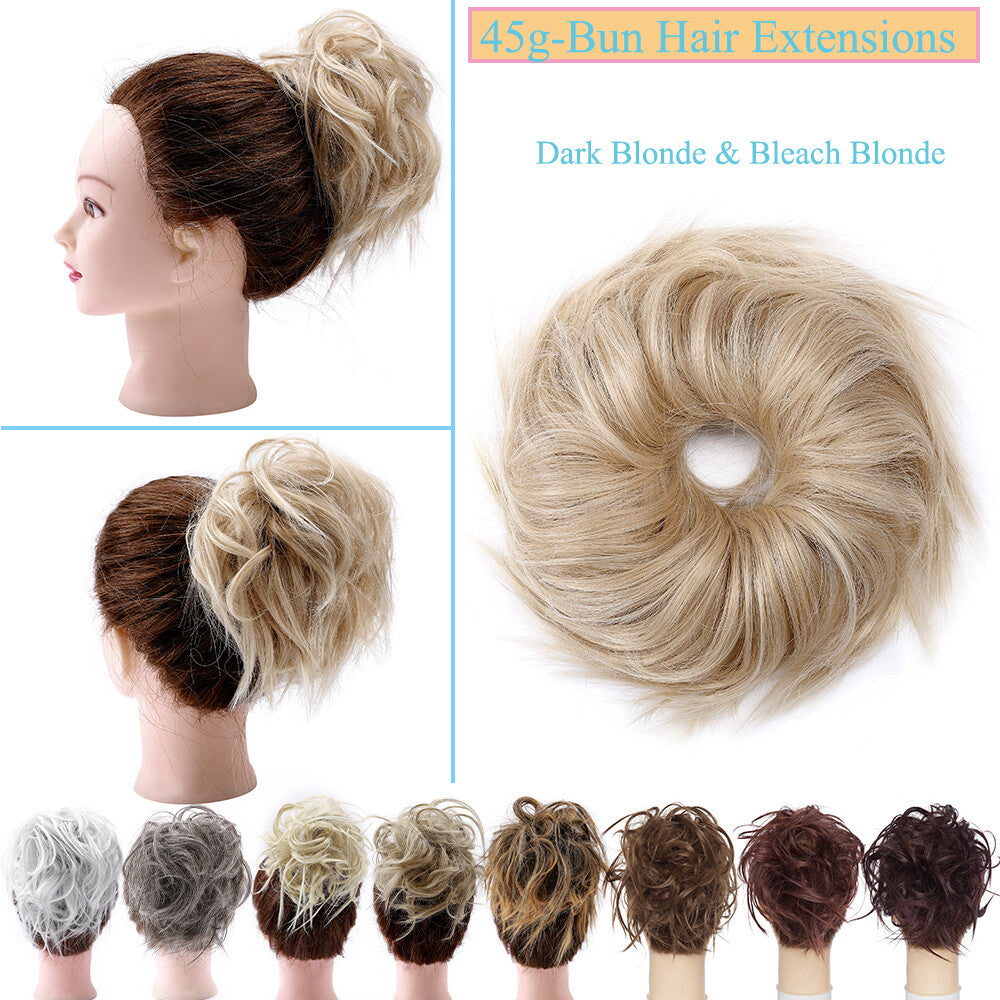 Large Messy Bun Hair Extension - Voluminous Synthetic Ponytail Wrap