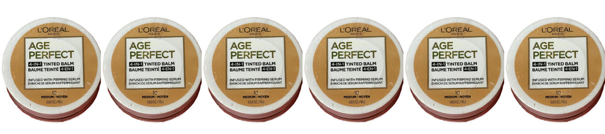 L'Oreal Age Perfect 4-In-1 Tinted Balm Medium Pack of 6 Face Makeup 3.78 oz