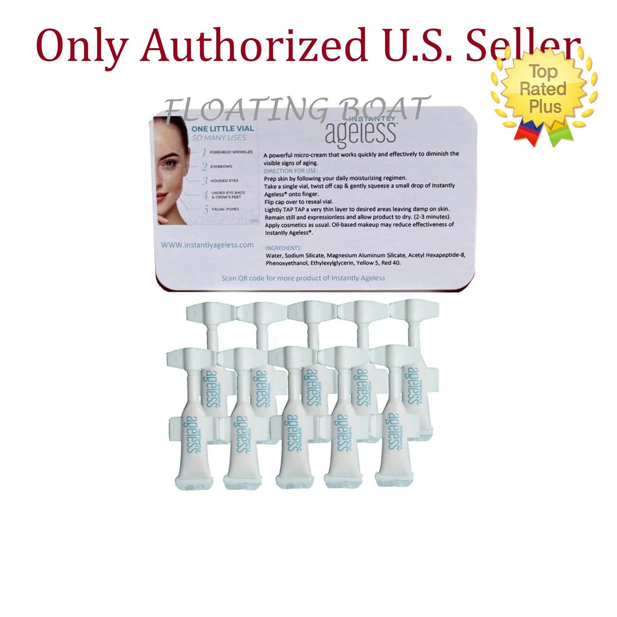 Instantly Ageless Face Lift Vials with Moisturizer - 25 Vials in Box
