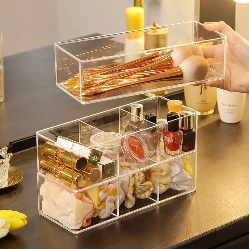 Acrylic Makeup Organizer for Countertop - Clear Bathroom & Vanity Storage