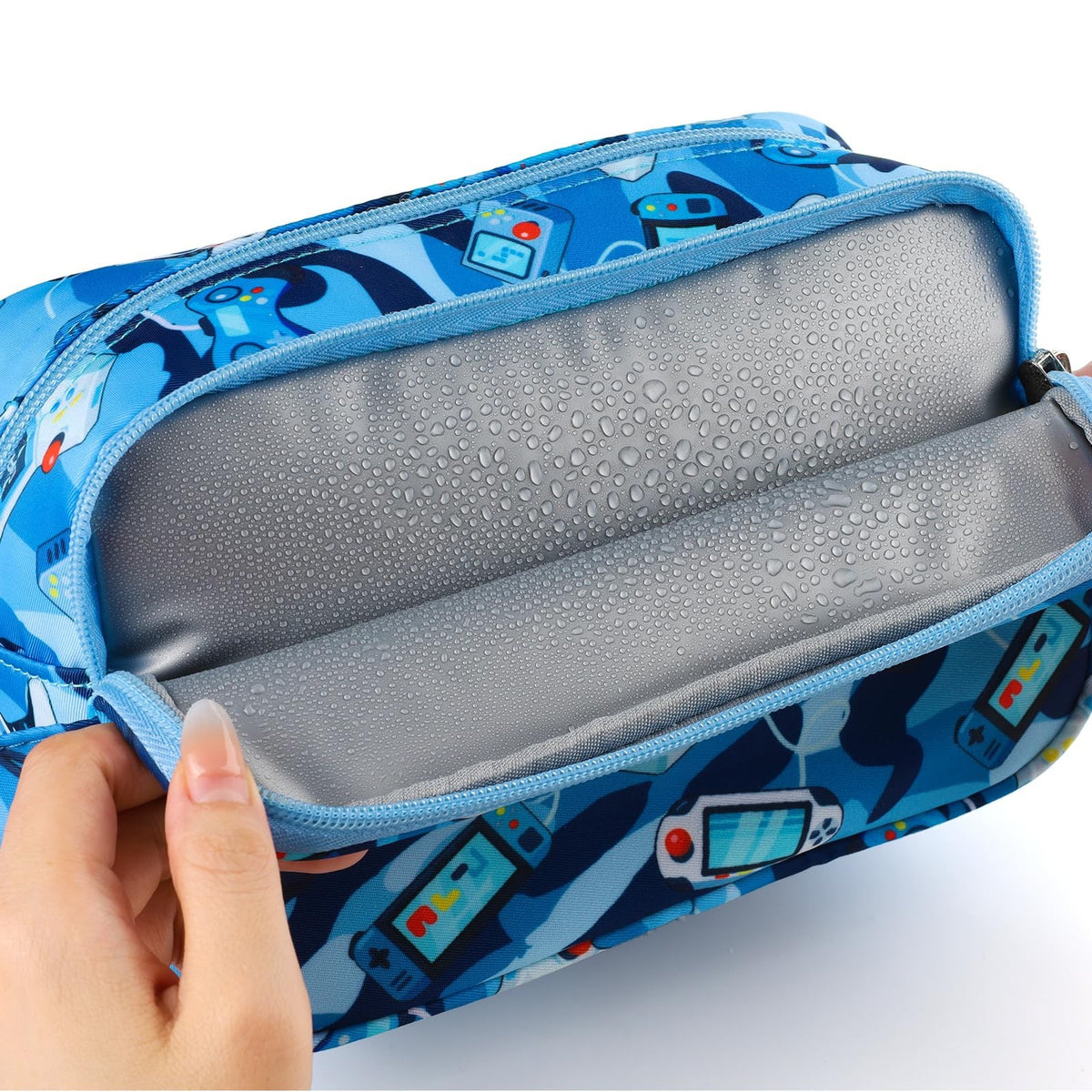 Kids Travel Toiletry Bag Boys Waterproof Hanging Wash Case Camo Blue