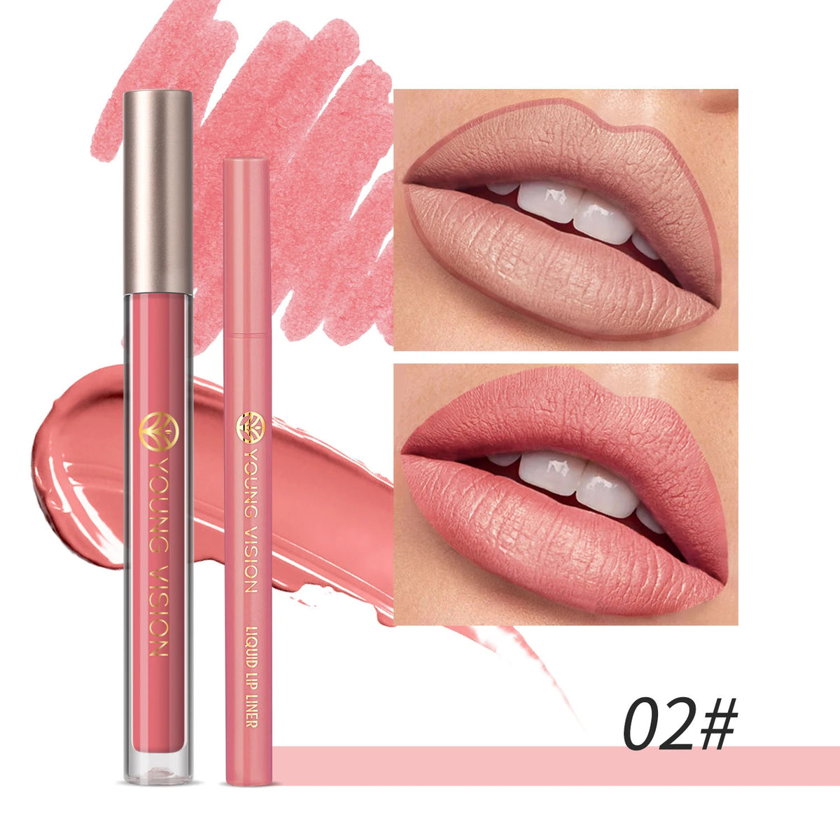 Waterproof Non-Stick Lip Gloss & Lip Liner Set - Moisturizing & Easy to Apply