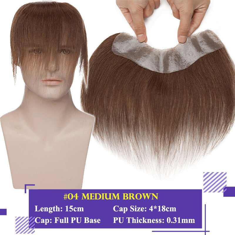 Human Hair Toupee for Men Receding Hairline - Skin PU Base & Natural Look