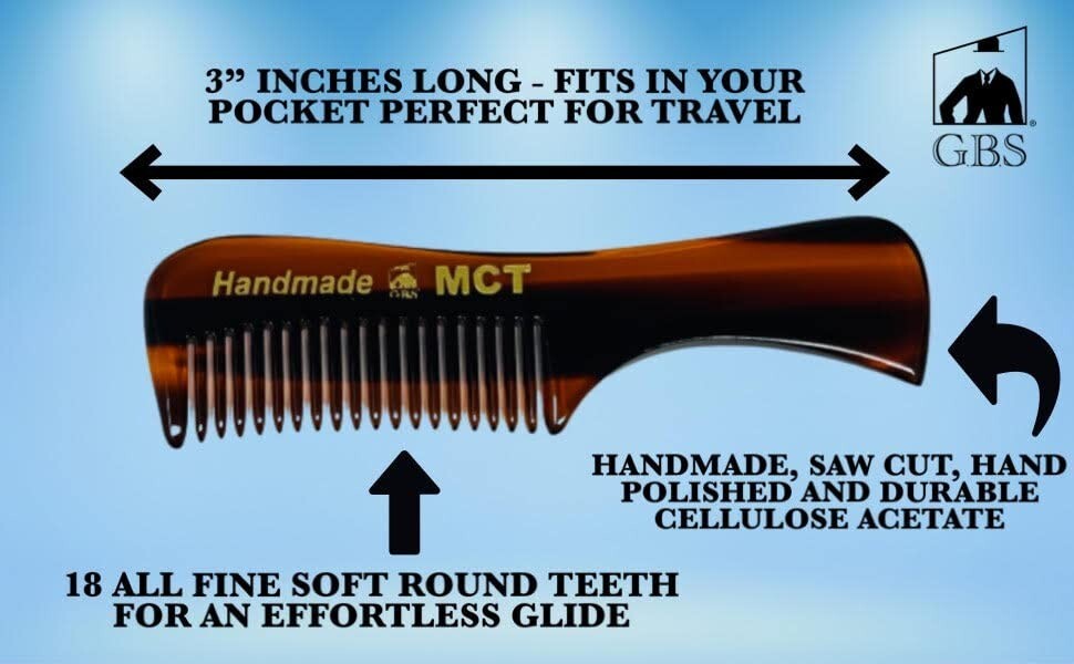 Men's Beard & Mustache Grooming Combs - 3 Pack Pocket Travel Size