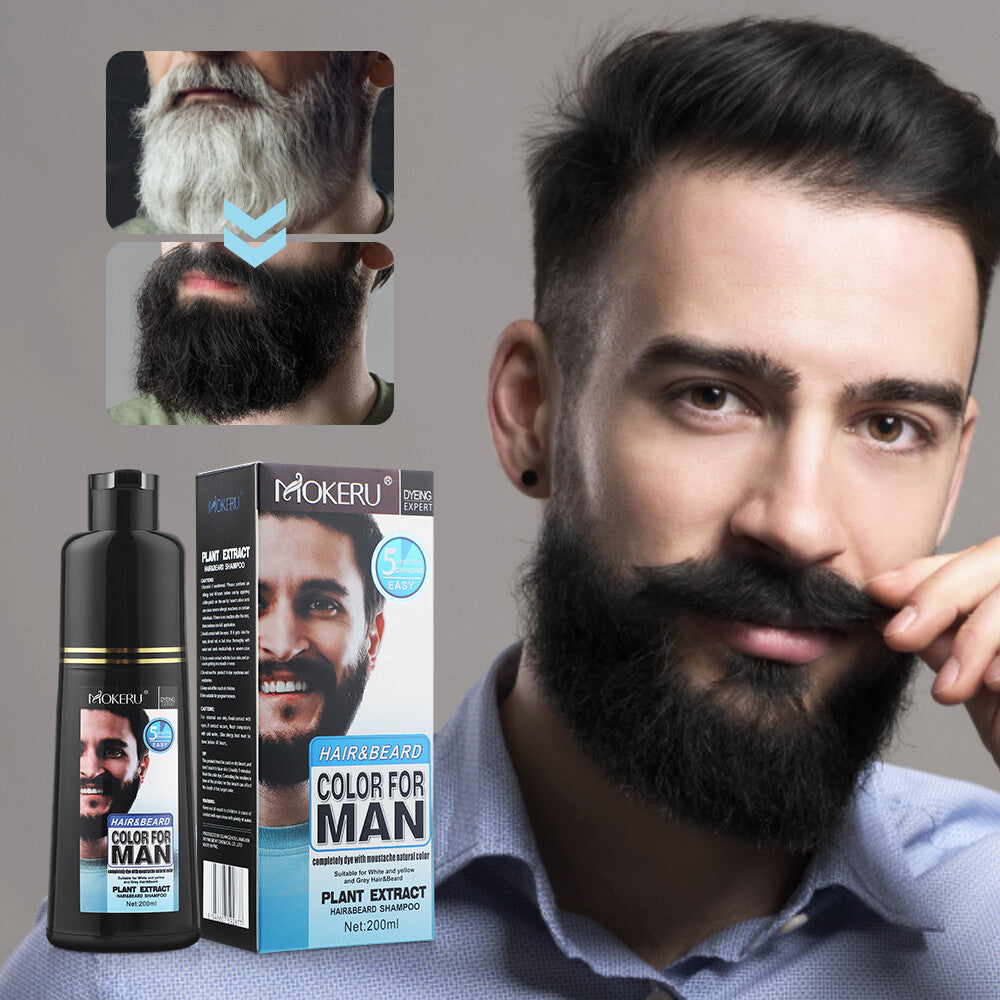 2-Pack Permanent Black Beard & Hair Dye Shampoo, 200ml