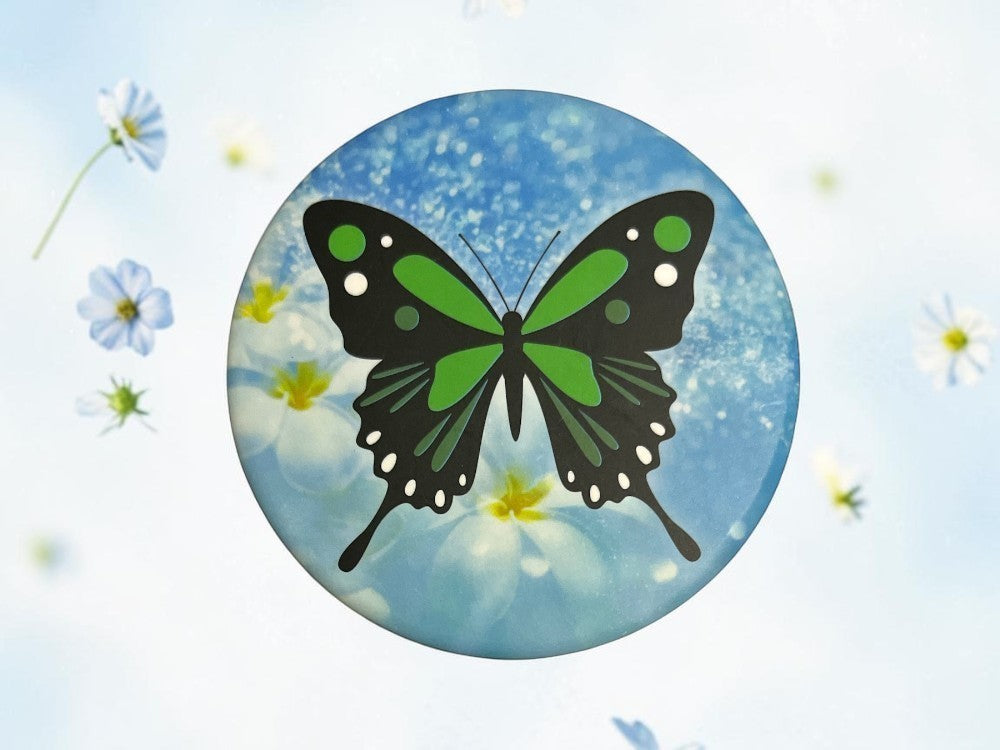 Butterfly Theme Folding Compact Mirror with Dual Mirrors for Makeup & Travel