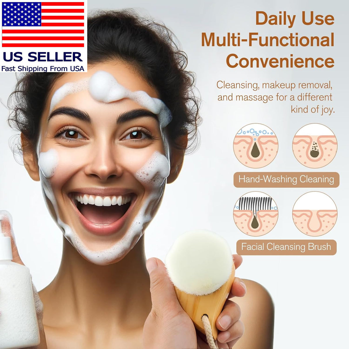 Soft Facial Cleansing Brush for Deep Pore Cleaning & Travel