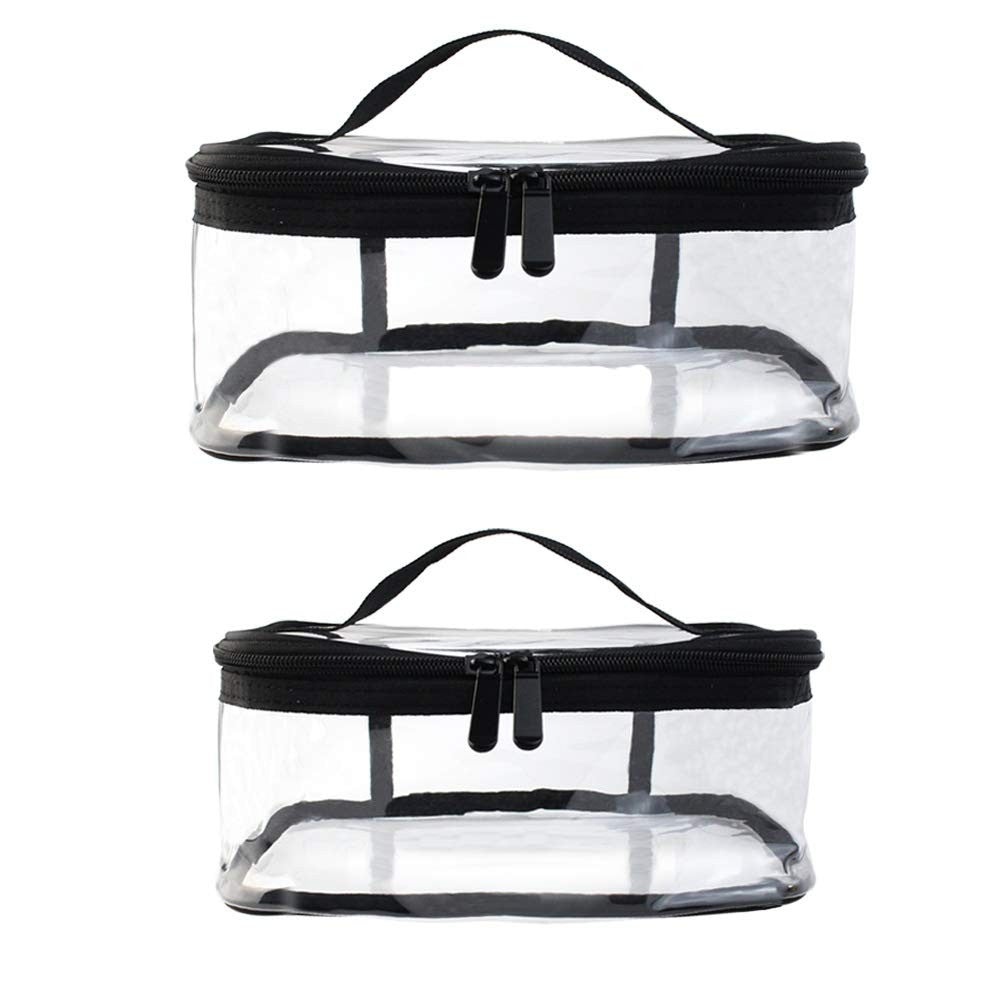 Clear Waterproof Makeup Bag Set with Zipper - Portable Cosmetic Organizer