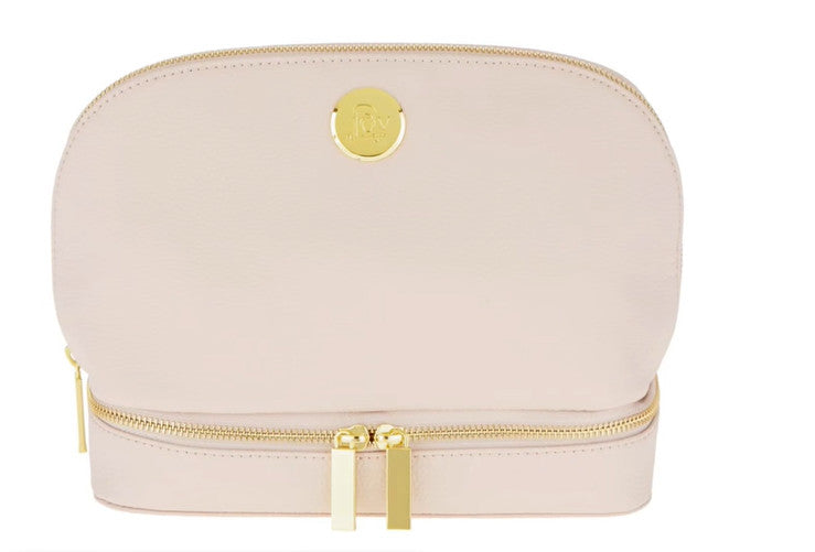 Genuine Leather Travel Case with Secret Compartment - Blush