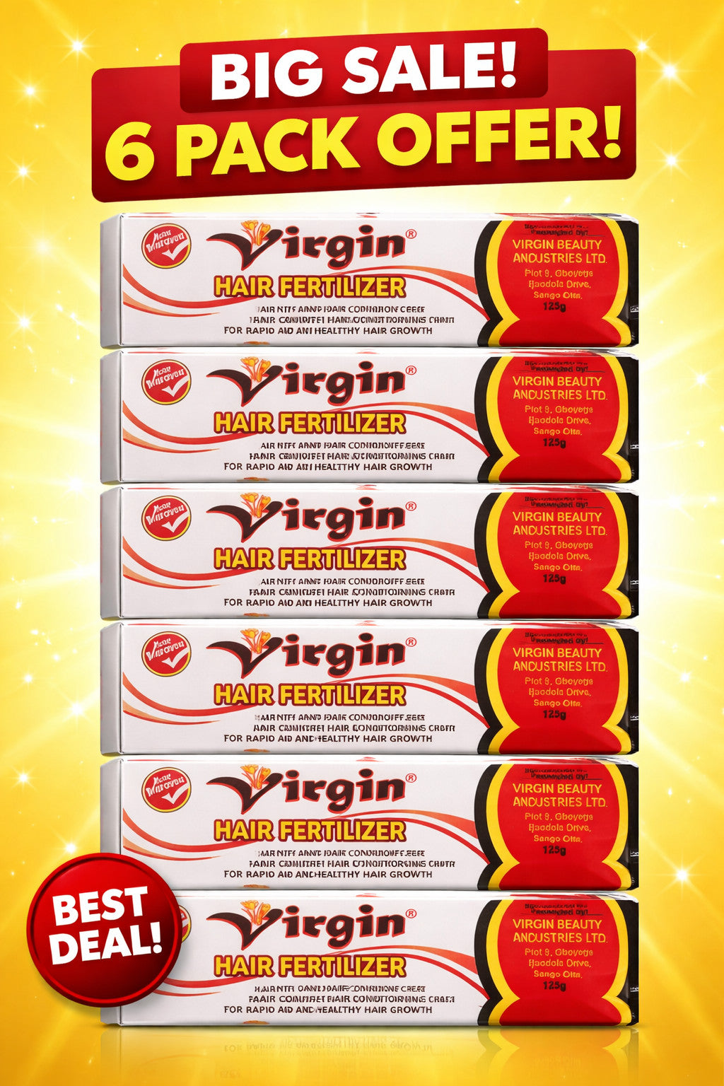 Virgin Hair Fertilizer Conditioning Cream 125g (Pack of 6)
