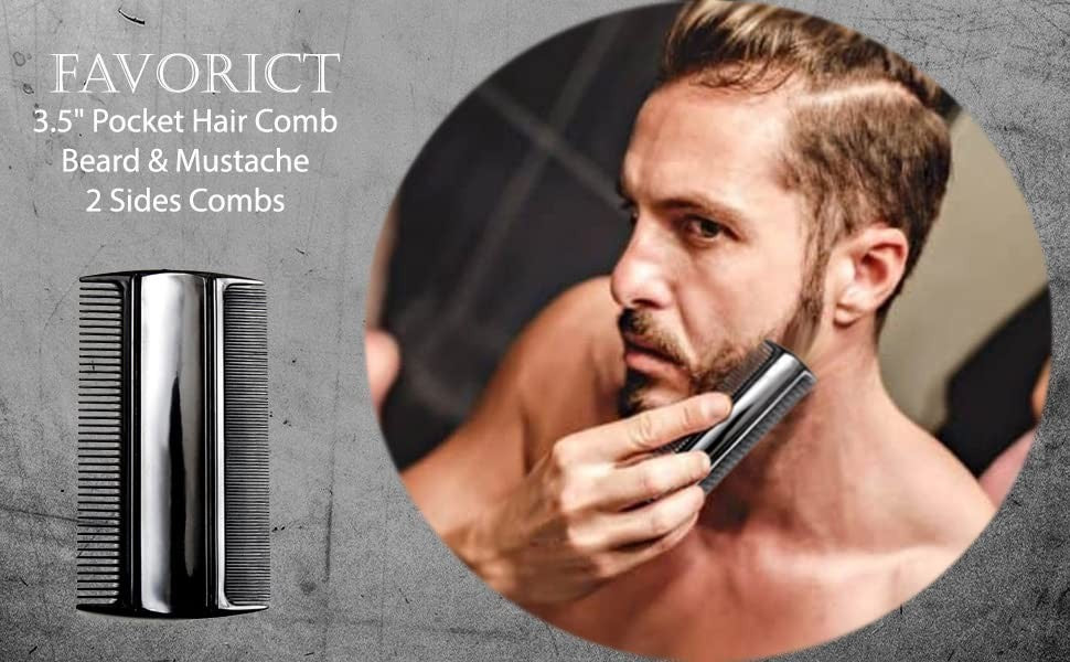 3-Pack Men's Black Hair & Beard Combs - 3.5 Inch Pocket Styling Tool