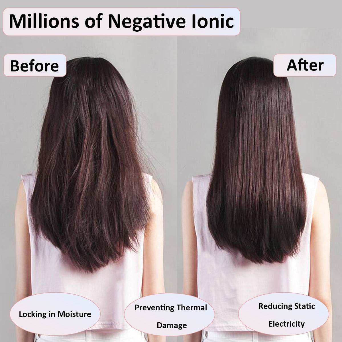 Negative Ionic Hair Straightener Brush with 9 Temp Settings & LED Display