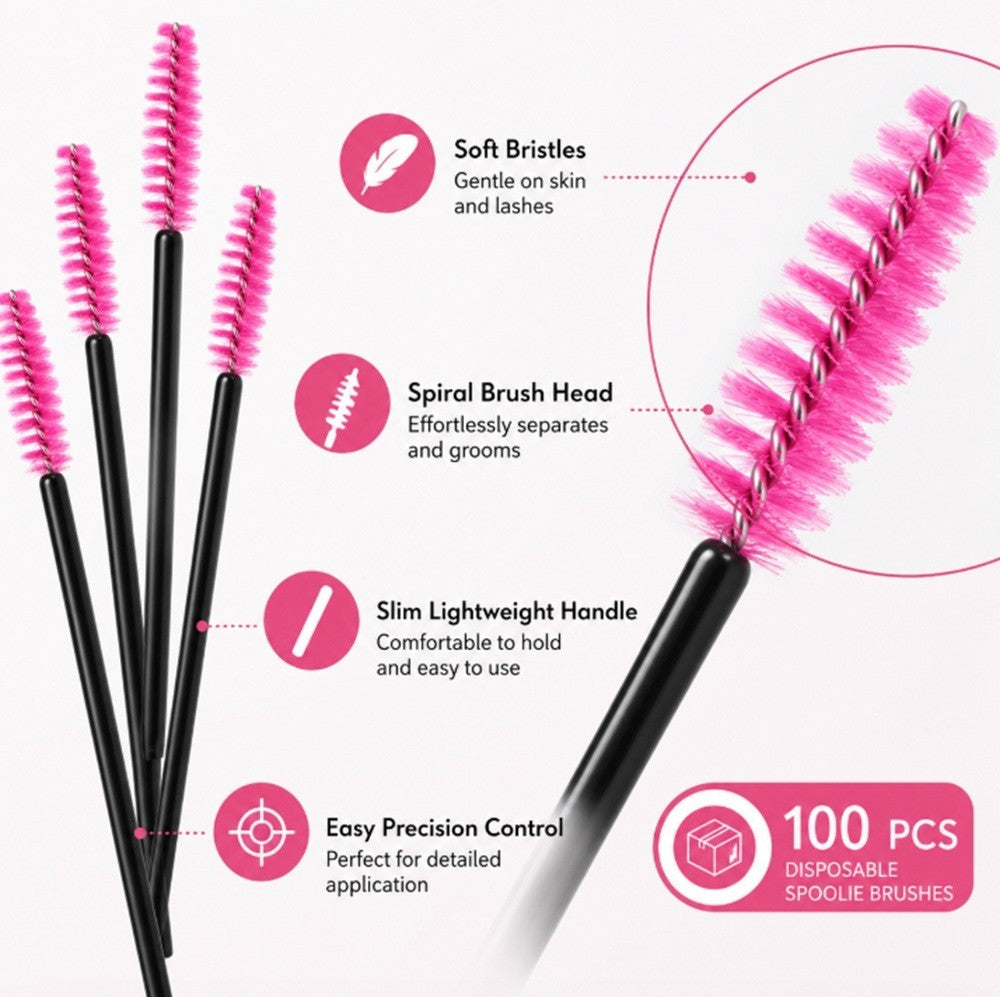 Disposable Mascara Wands Set - 100 Pcs Eyelash & Brow Applicators
