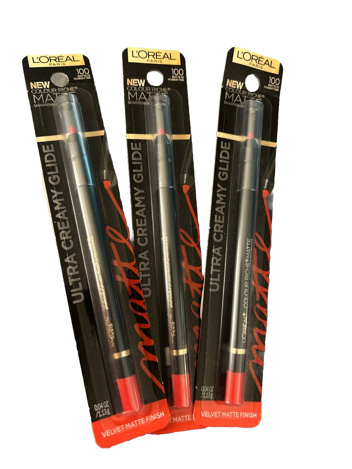L'Oreal Colour Riche Matte Lip Liner Set - Assorted Shades, 3 Pack
