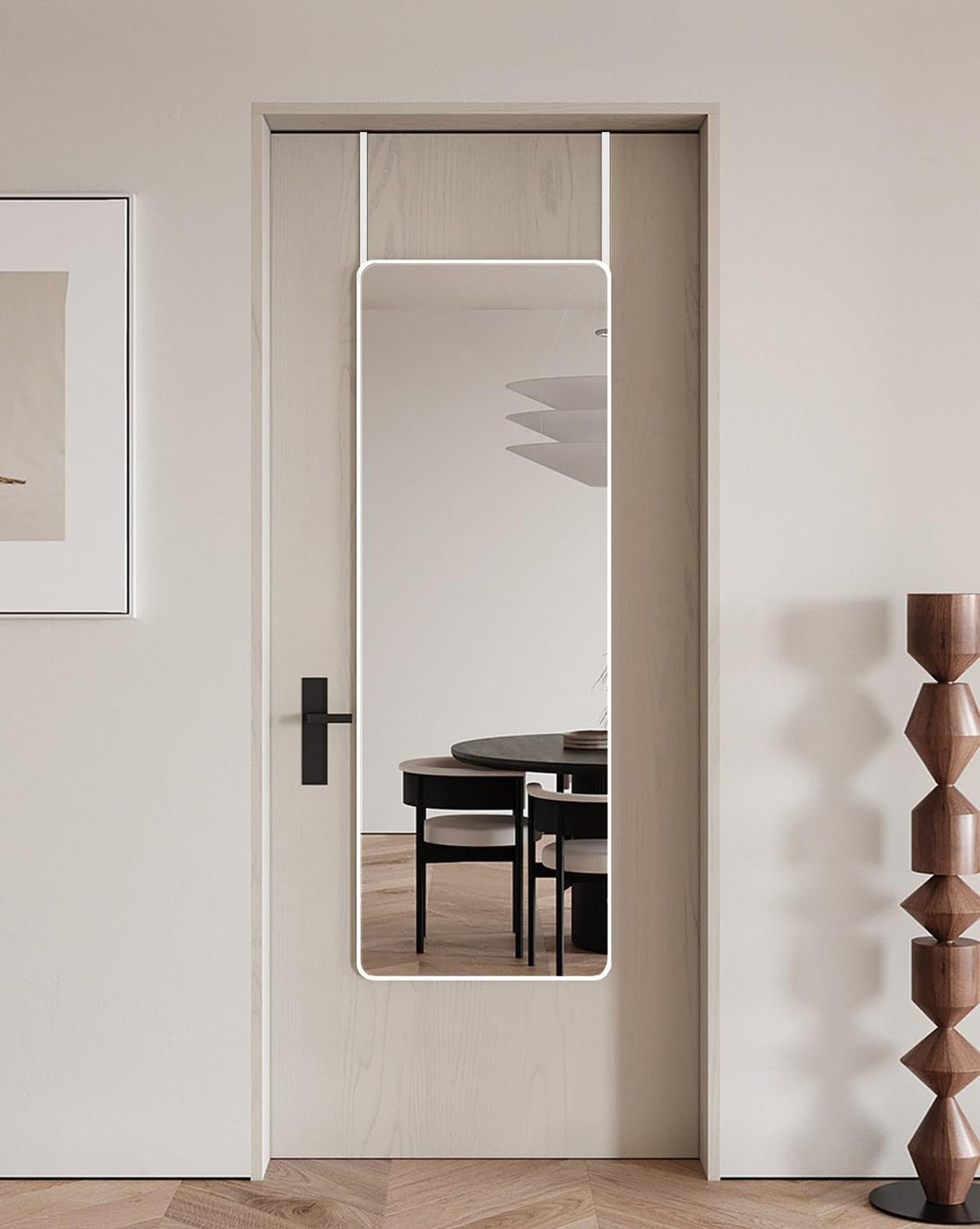 Over The Door Mirror 48x14 Full Length Rectangular Shatterproof Silver White