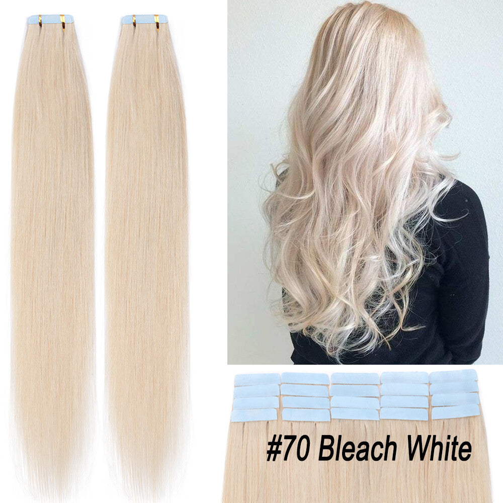 Thick Tape in Remy Human Hair Extensions Invisible Skin Weft Full Head