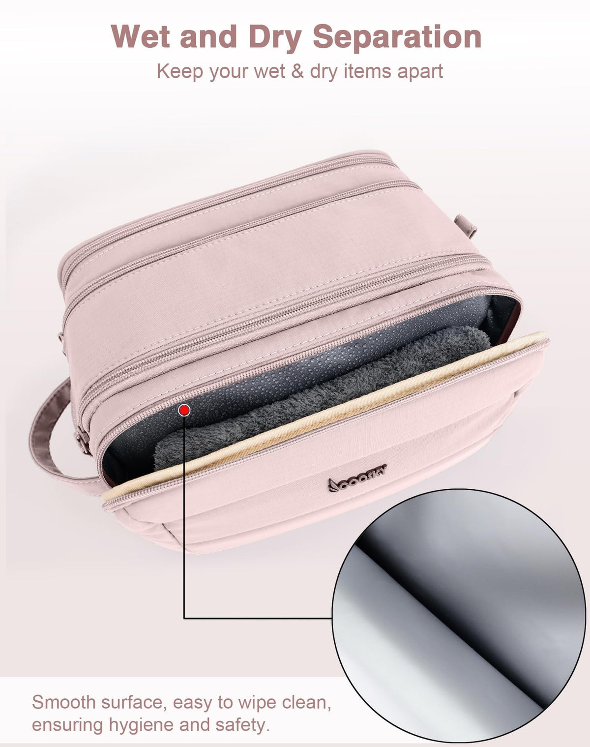 Travel Toiletry Bag Men Women Waterproof Organizer with Wet Dry Compartments