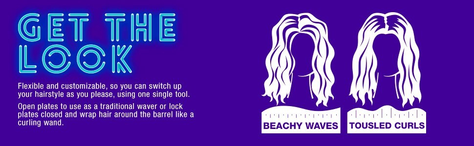 Hair Waver and Curling Wand Set - Beachy Waves, Tousled Curls, 2-in-1 Styling Tool