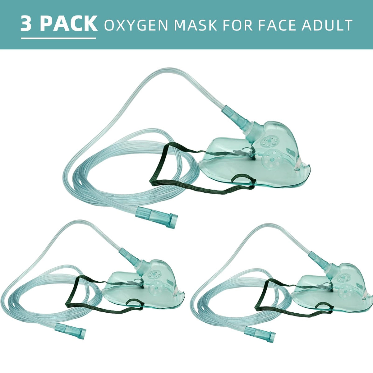 Oxygen Mask Adult Size XL - 3 Pack Disposable