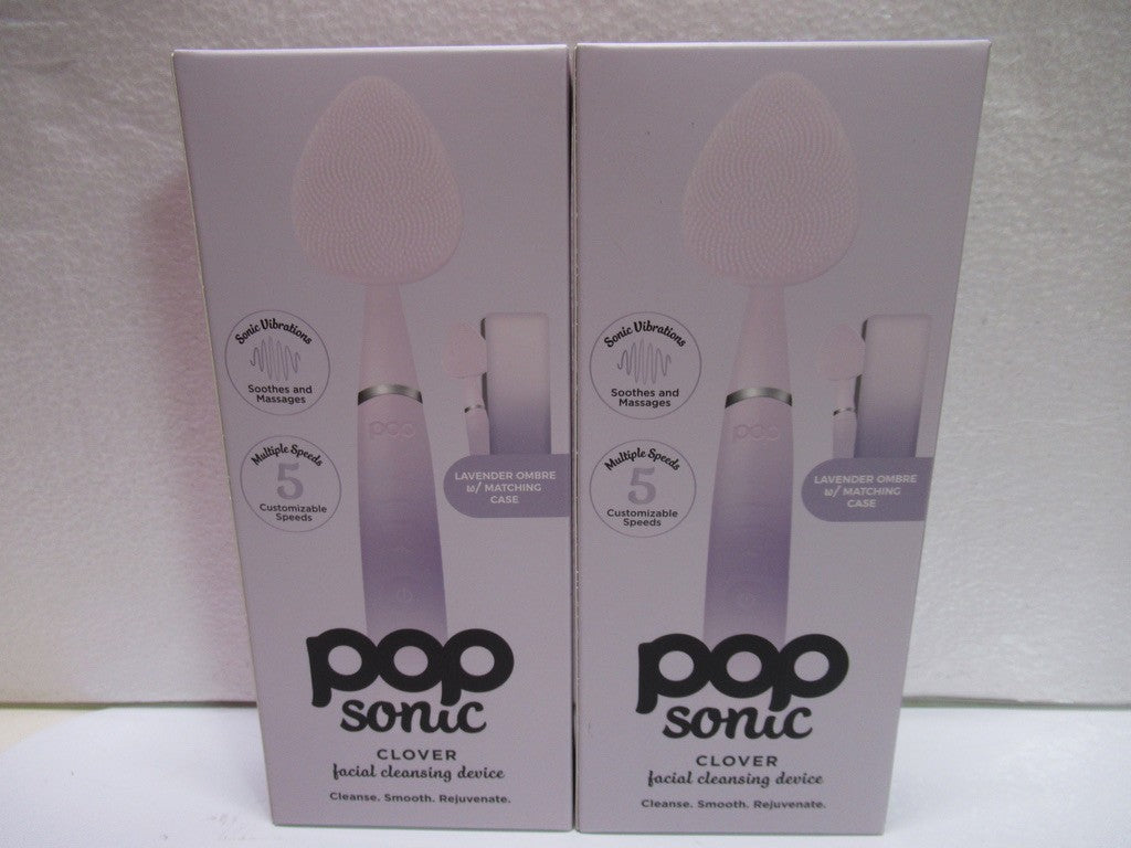 2-Pack Sonic Clover Facial Cleansing Devices with Lavender Ombre & Case