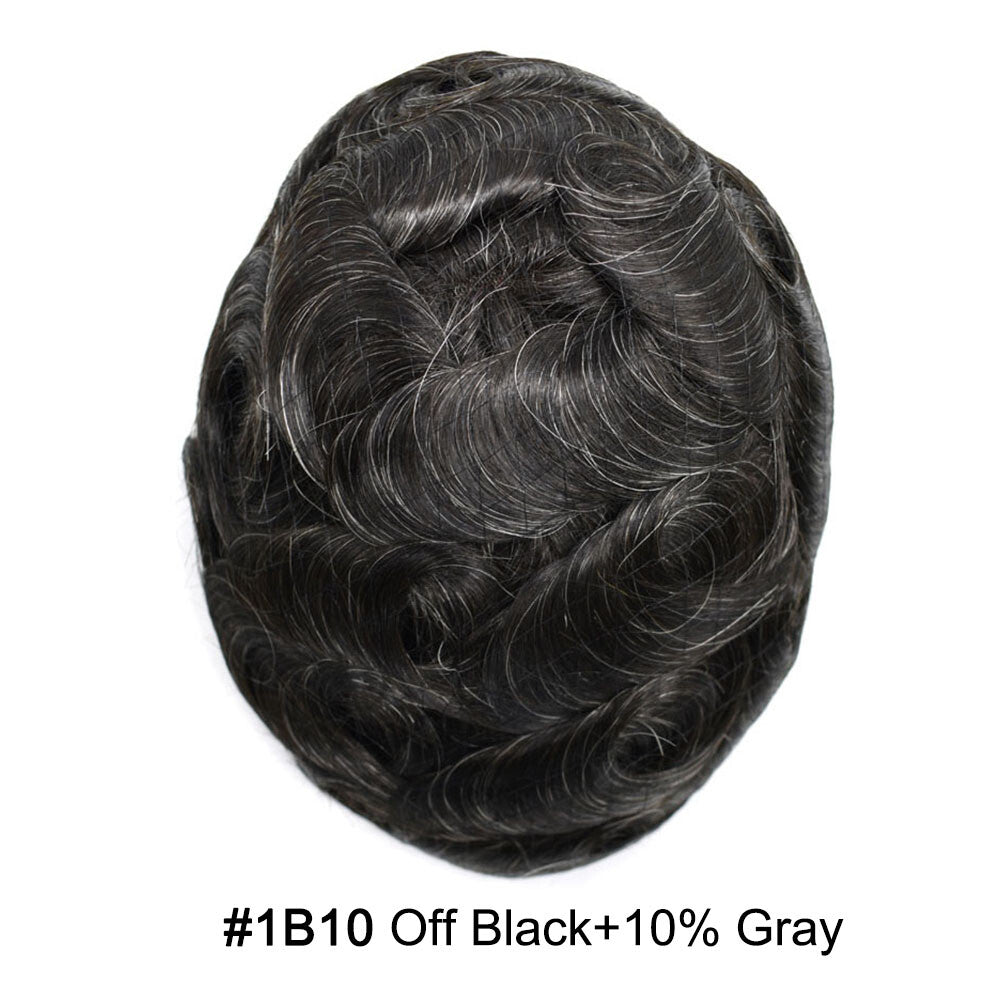 Invisible Mens Hair Replacement Toupee Ultra Thin Skin PU System - Full Human Hair