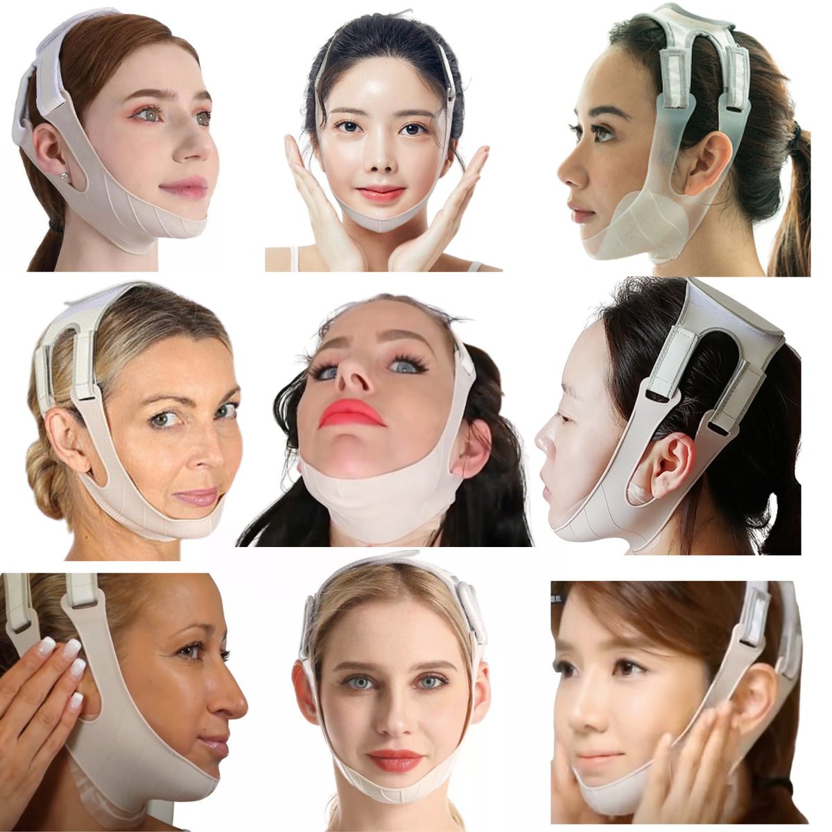 V-Line Face & Double Chin Reducer Strap Set - Anti-Aging Slimming Mask & Cream