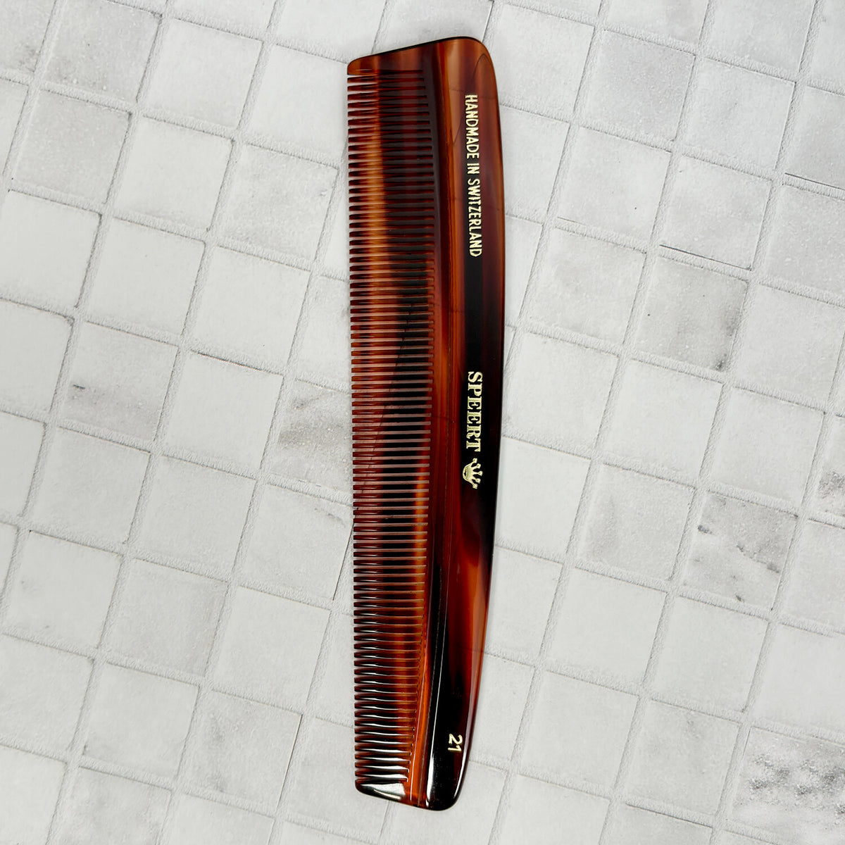 6-Inch Handmade Swiss Tortoise Shell Comb for Medium Hair - Brown