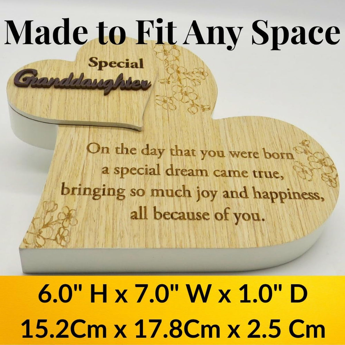 Graduation Gift for Granddaughter Wooden Heart Wall Decor - Inspirational Keepsake