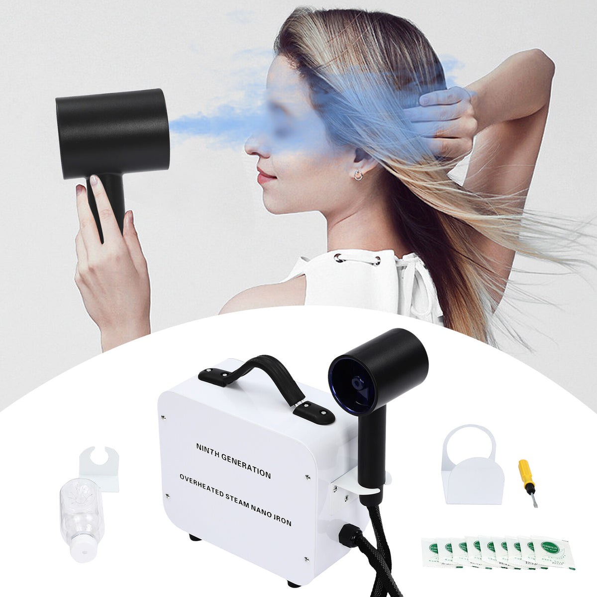 Nano Hair Steamer Spray Machine 1200W Blue Light
